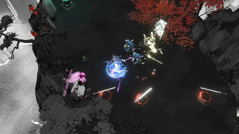 Monochrome world combat with a sword-wielding Traveler in Shape of Dreams